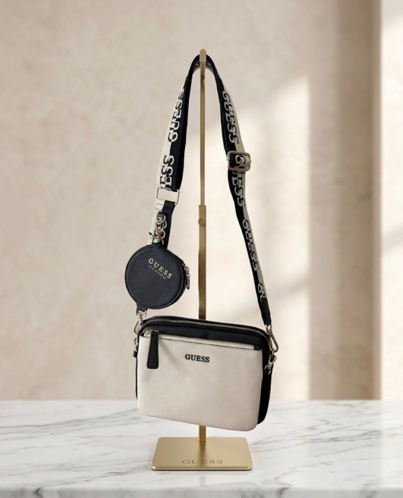 GUESS - CROSBODY BLANCO CON NEGRO