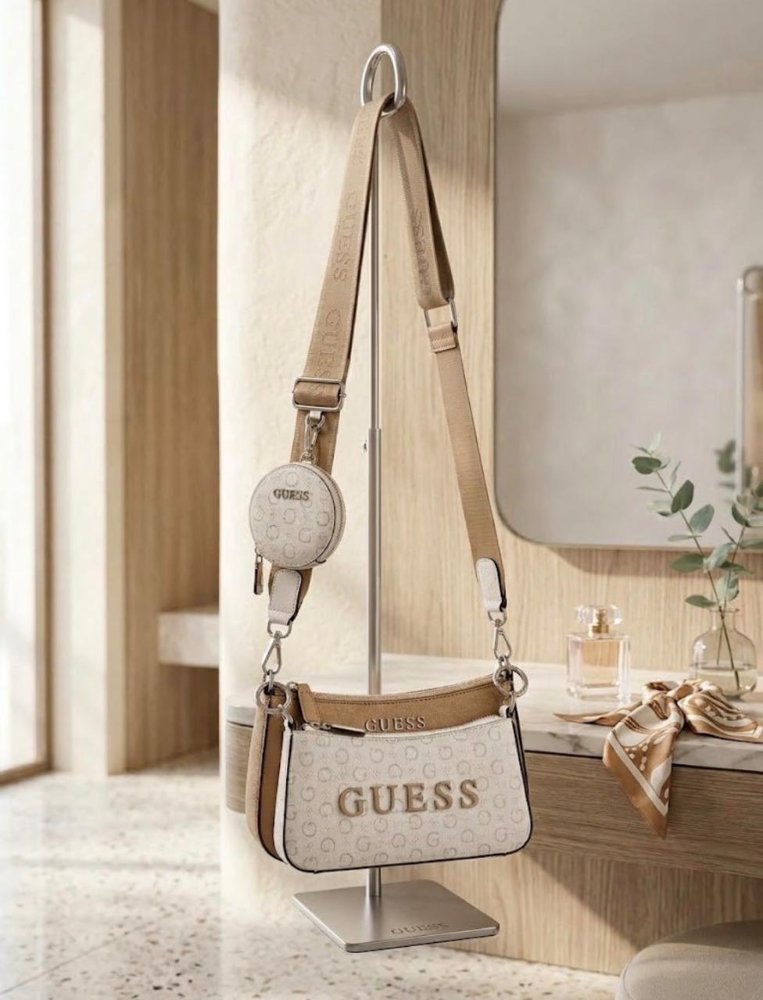 GUESS - COSBODY MARRON CON CREMA