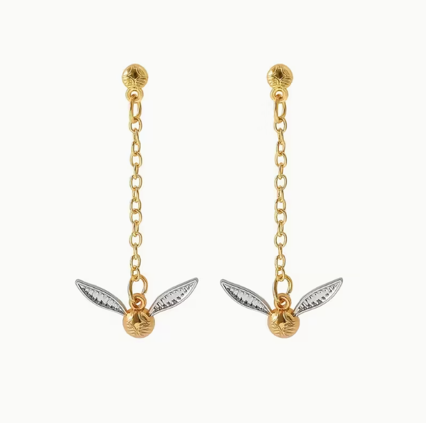 Pendientes largos snitch dorada
