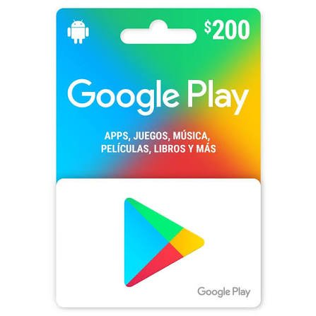 Tarjeta Google Play $200 + Comision