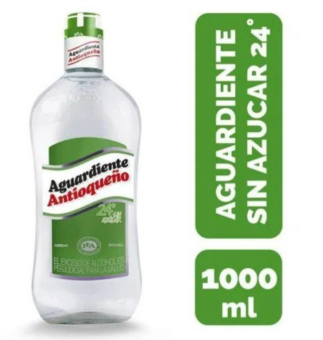 Aguardiente Verde 24° Litro Vidrio 1000ml