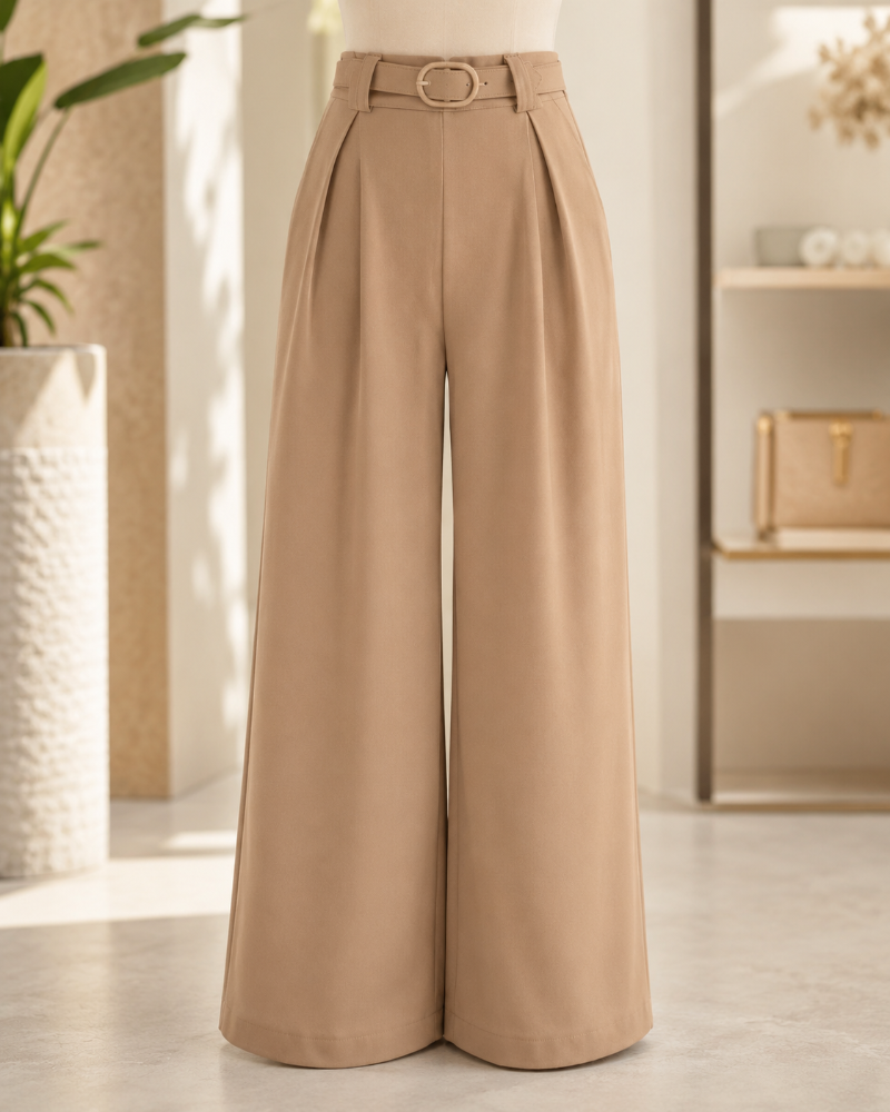 Pantalón de vestir con faja del mismo color