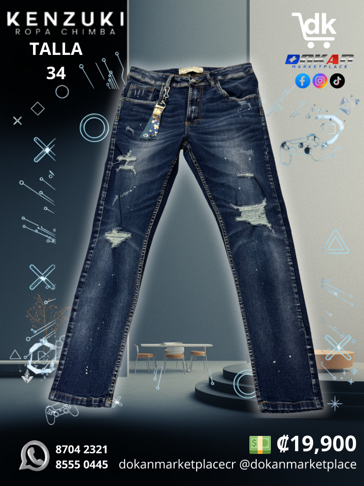 Pantalon Premium	Kenzuki	Azul/ Oscuro/ Manchas	Slim	32