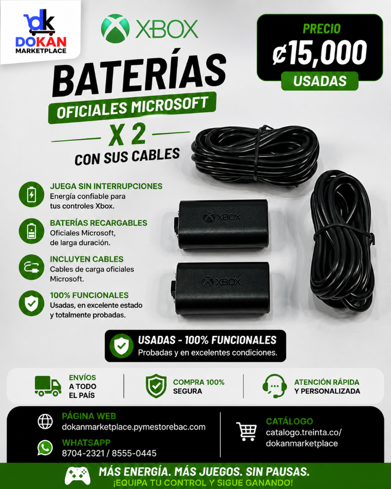 Baterias Recargables 1400 mAh (4.2Wh) Microsoft Usadas