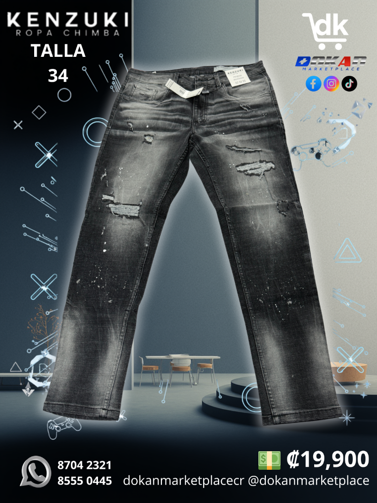 Pantalon Premium Kenzuki	Negro/ Gris Slim 34