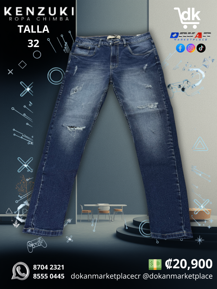 Pantalon Premium Kenzuki	Azul/ Roto Slim 32