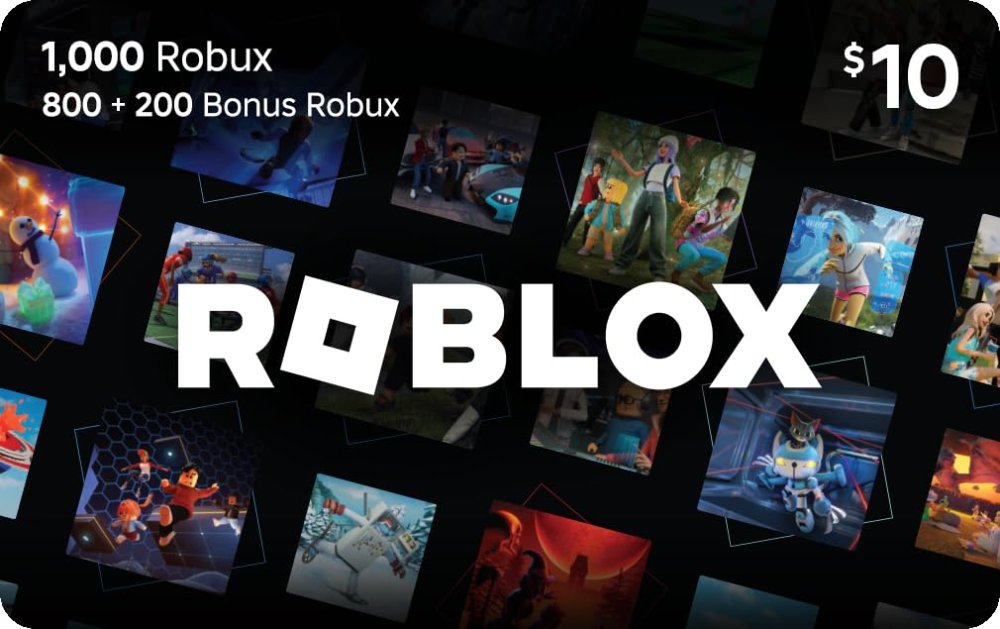 Roblox Gift Card 1,000 Robux, Incluye artículo virtual exclusivo Código digital