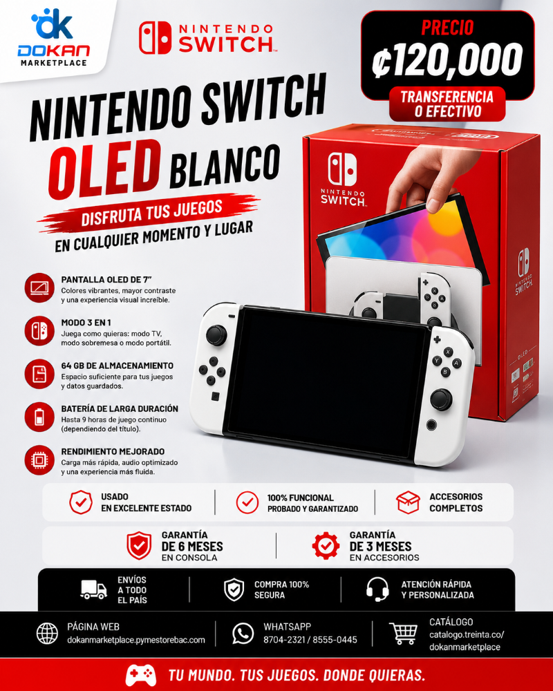 Nintendo Switch Oled Blanco 64 GB Usado
