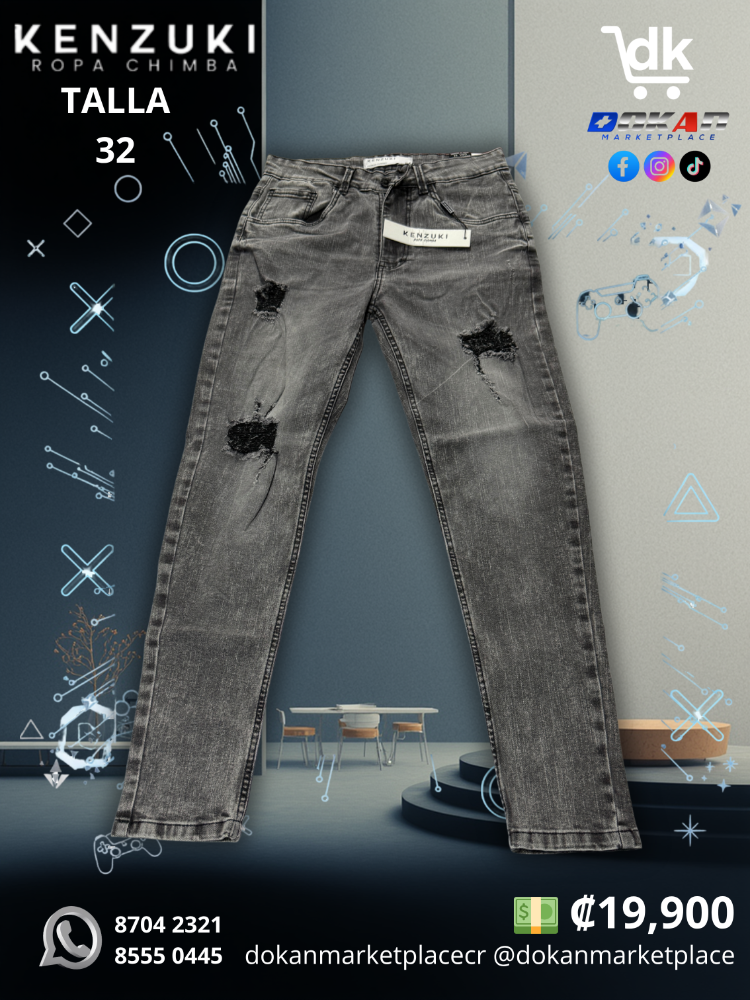 Pantalon Premium Kenzuki	Gris/ Oscuro Slim 32