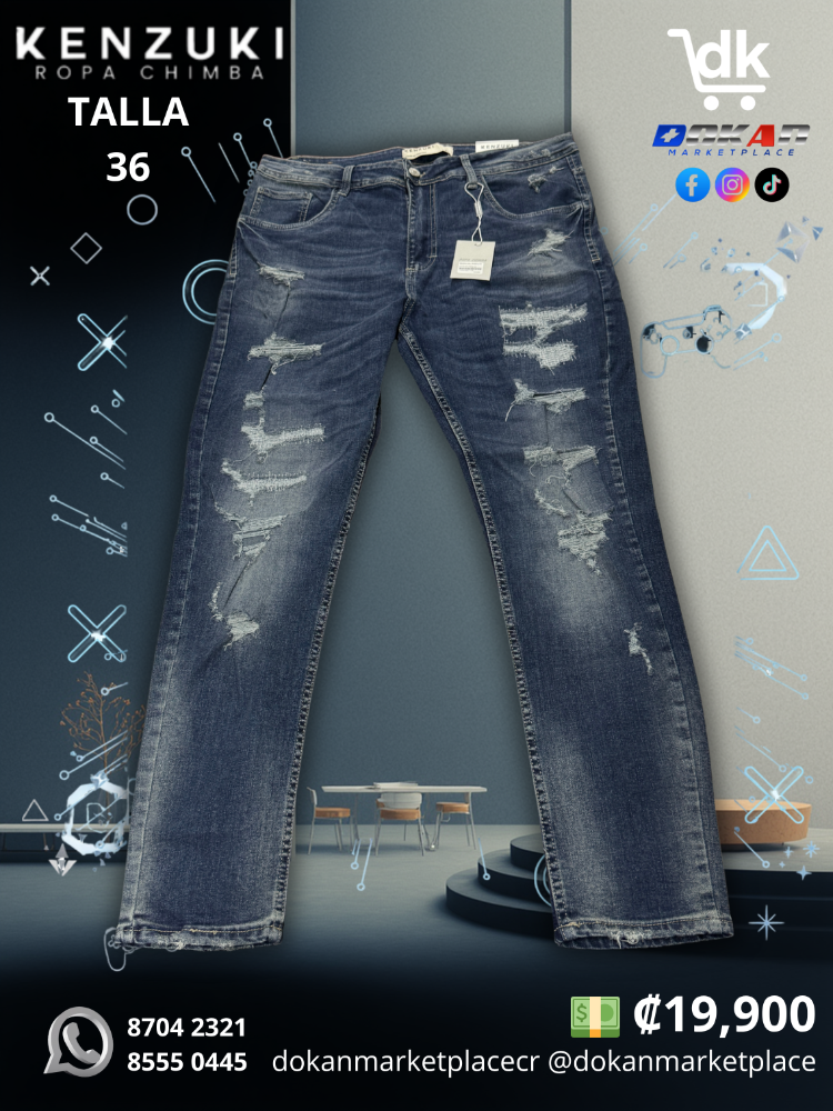 Pantalon Premium Kenzuki	Azul/ Indigo/ Roto Slim 36