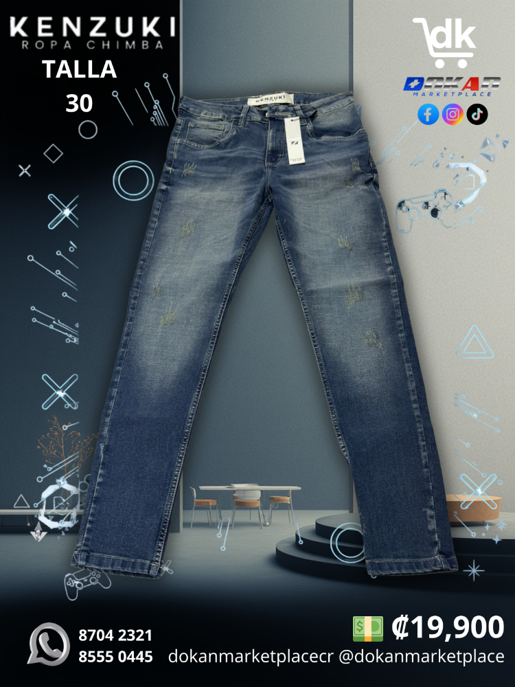 Pantalon Premium Kenzuki	Azul/ Neutro/ Desgastado Slim 30