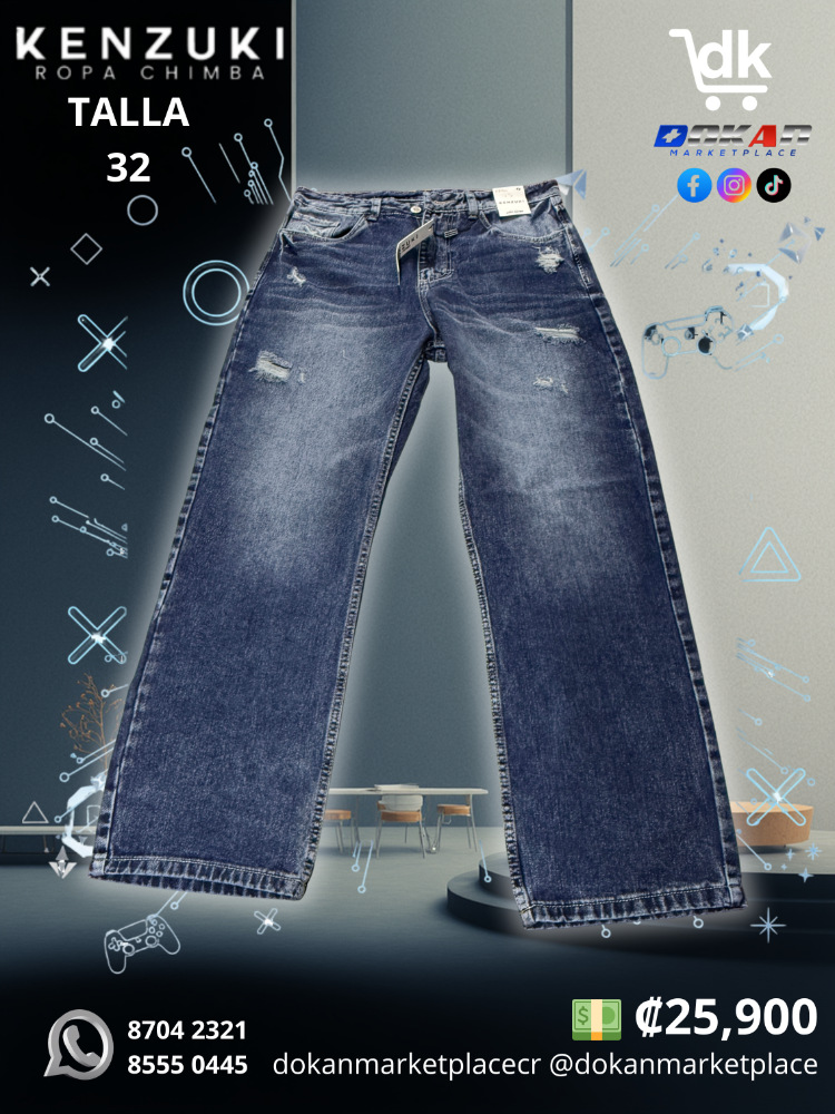 Pantalon Overzize Hombre	Kenzuki Azul/ Oscuro Baggy 32