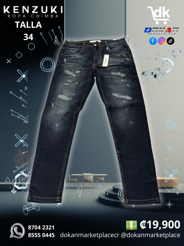 Pantalon Premium Kenzuki	Azul/ Indigo Slim 34
