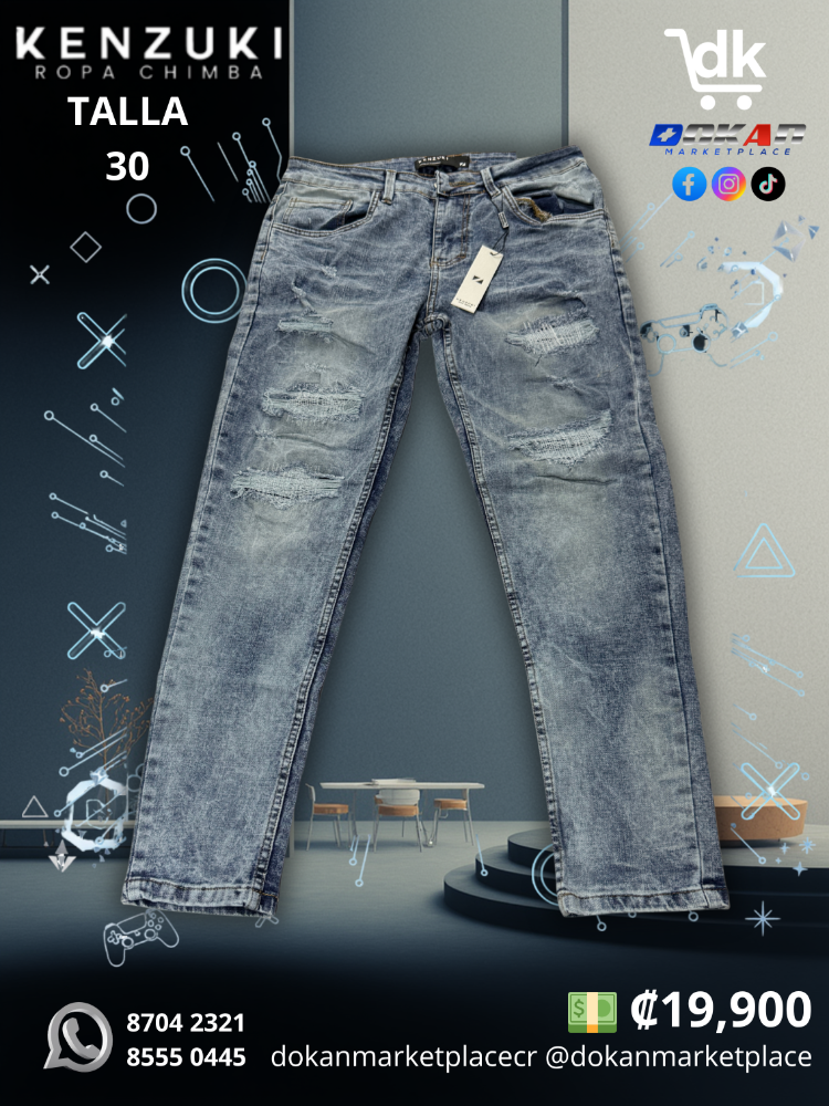 Pantalon Premium Kenzuki	Azul/ Claro/ Sombreado Slim 30