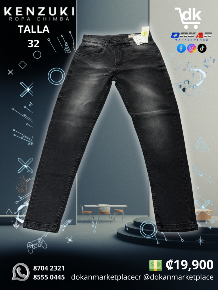 Pantalon Hombre	Kenzuki	Negro/ Opaco Slim 32