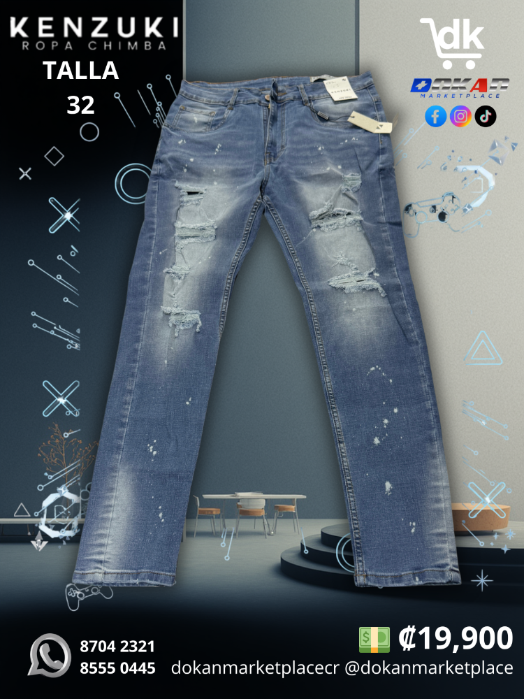 Pantalon Premium Kenzuki	Azul/ Claro/ Manchas	Slim 32