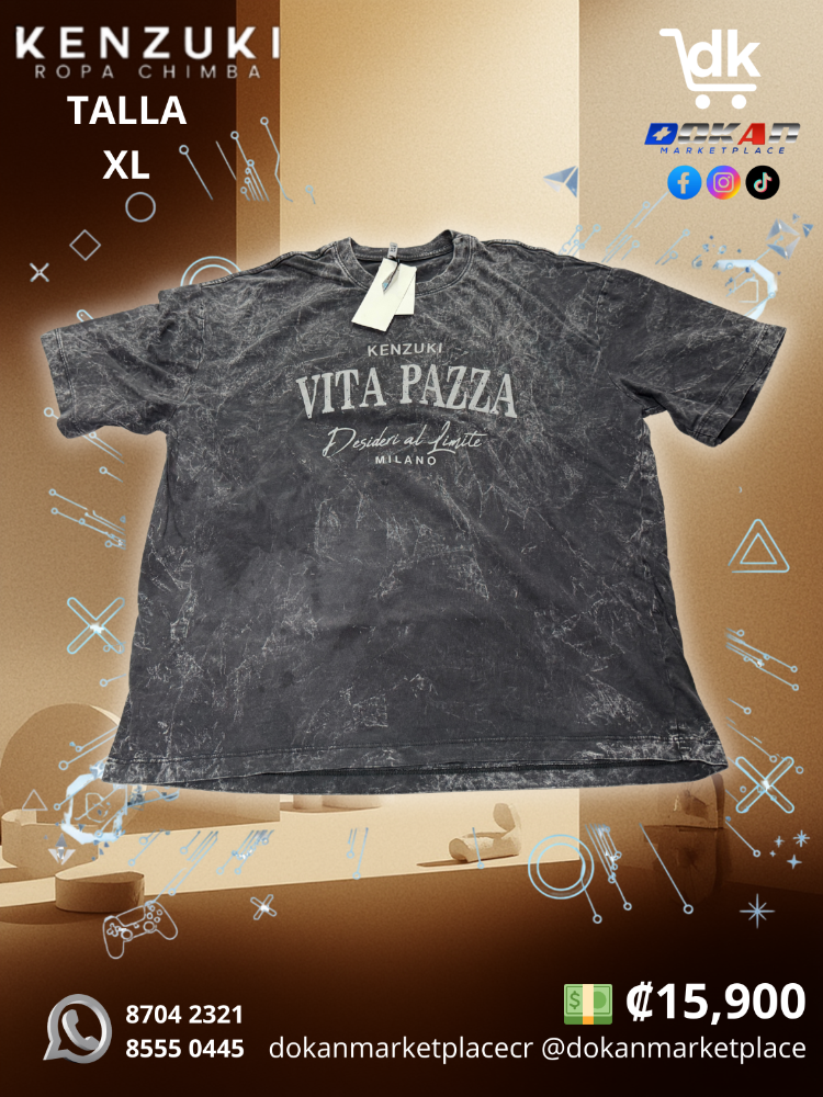 Camiseta Overzize Kenzuki	Gris/ Sombreado VITA PIZZA XL