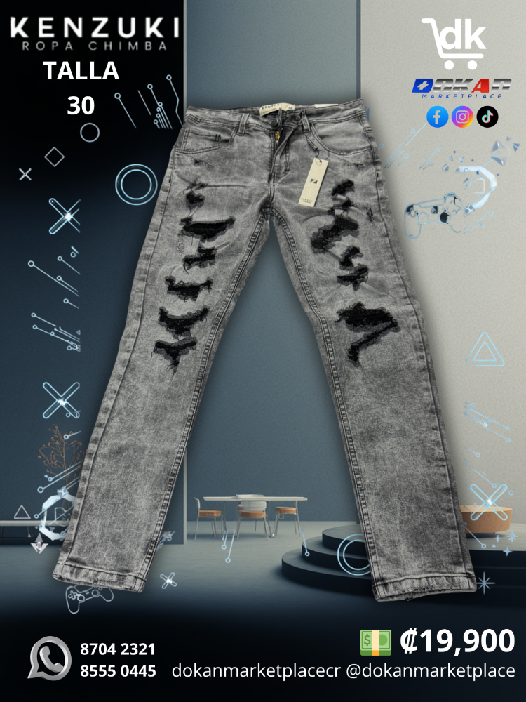 Pantalon Premium Kenzuki	Gris/ Sombreado Slim 30