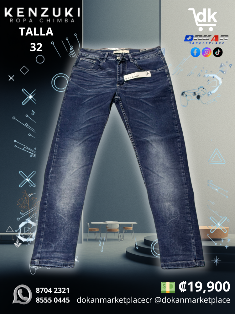 Pantalon Classic Hombre Kenzuki Azul/ Oscuro Slim 32