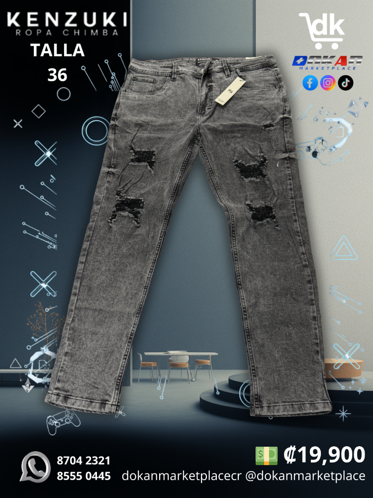 Pantalon Premium	Kenzuki	Gris/ Oscuro/ Rotos	Slim	36
