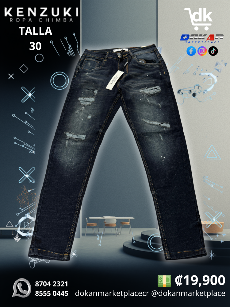 Pantalon Premium Kenzuki	Azul/ Oscuro/ Pintura	Slim 30