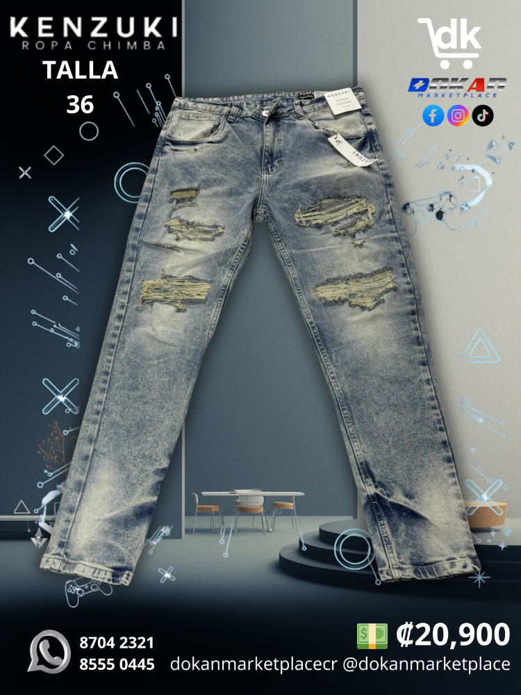 Pantalon Premium Kenzuki	Azul/ Claro/ Sombreado Slim 36