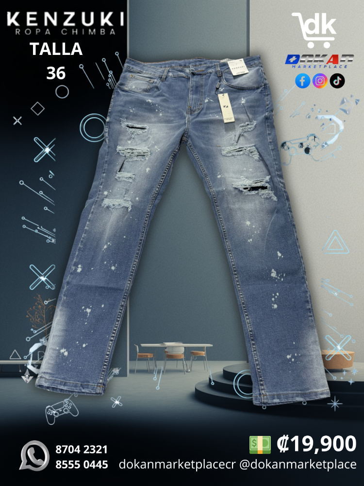 Pantalon Premium Kenzuki	Azul/ Claro/ Manchas Slim 36