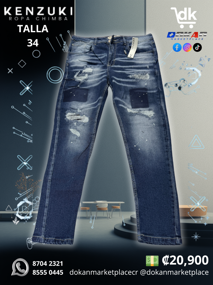 Pantalon Premium Kenzuki	Azul/ Neutro	Slim 34