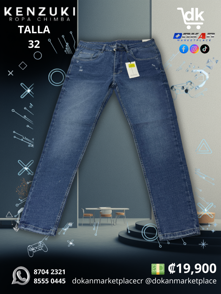 Pantalon Classic Hombre Kenzuki Azul/ Neutro Slim 32