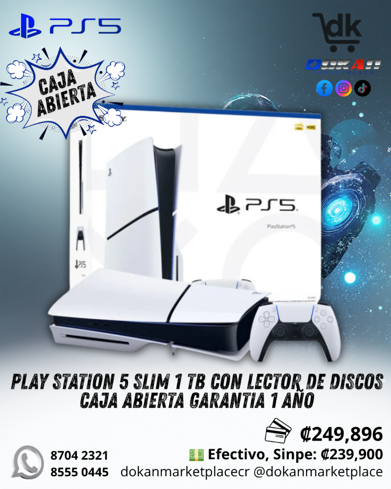 Play Station 5 Slim Digital + Lector De Disco 1 Tb Caja Abierta