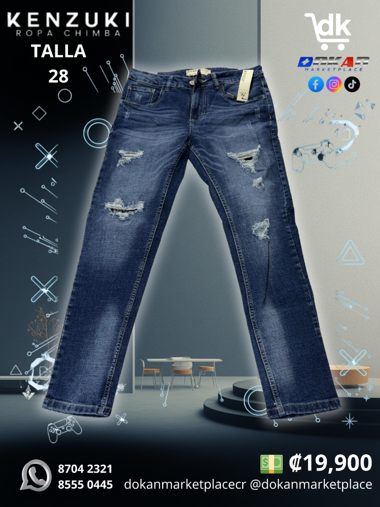 Pantalon Premium Kenzuki	Azul/ Oscuro/ Roto Slim 28