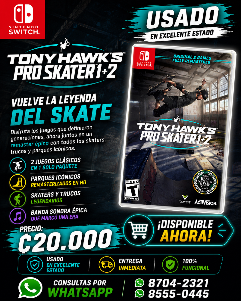 Tony Hawk's Pro Skater 1 + 2 Nintendo Switch Usado