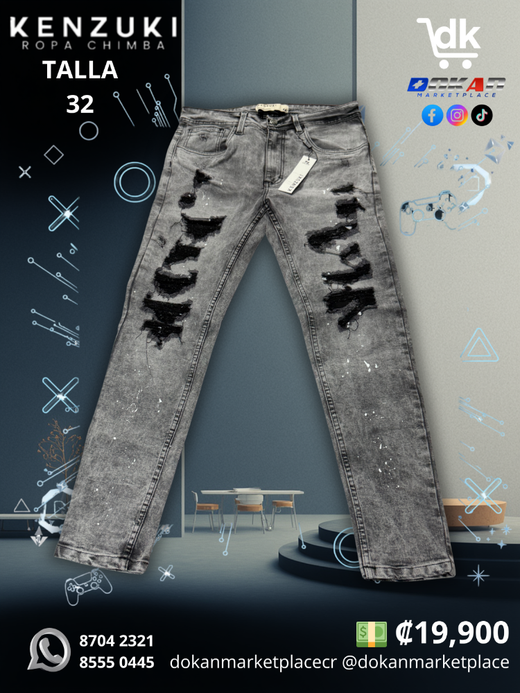 Pantalon Premium Kenzuki	Gris/ Sombreado/ Pintura Slim 32