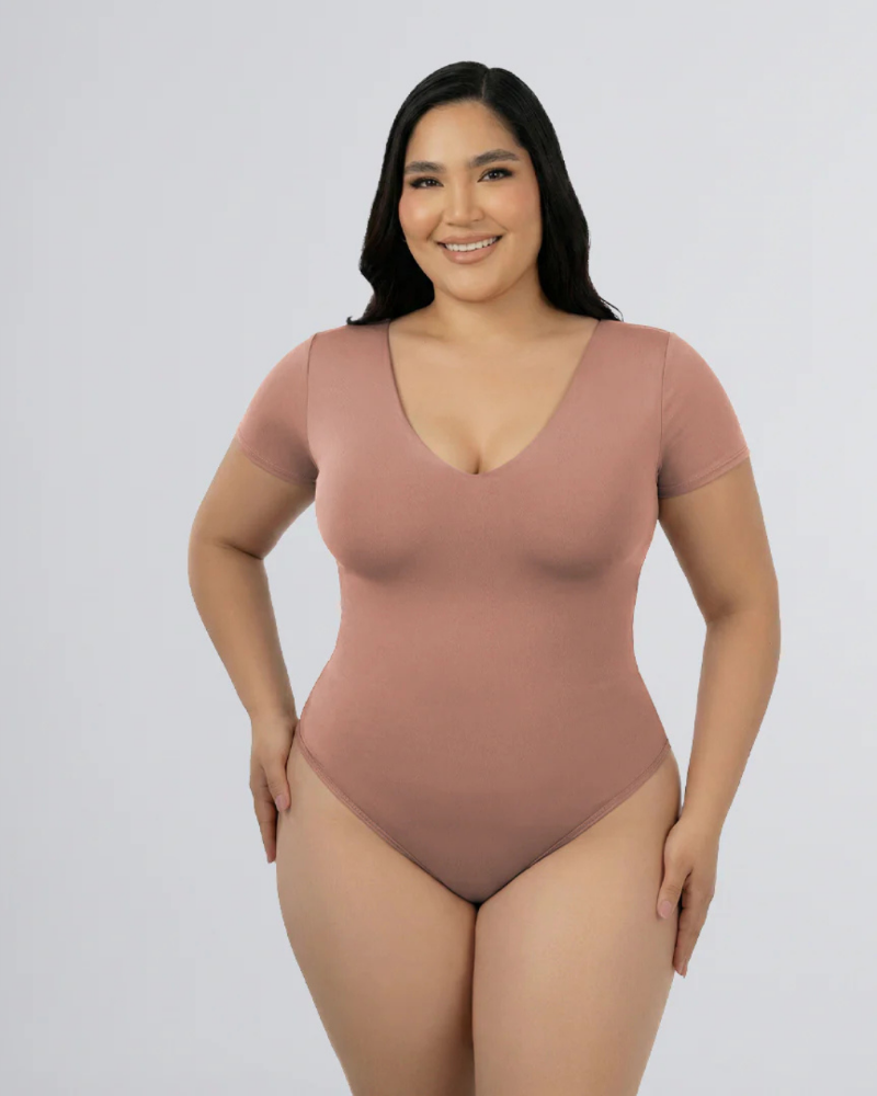 BC8001 - Body control básico manga corta cuello V moka