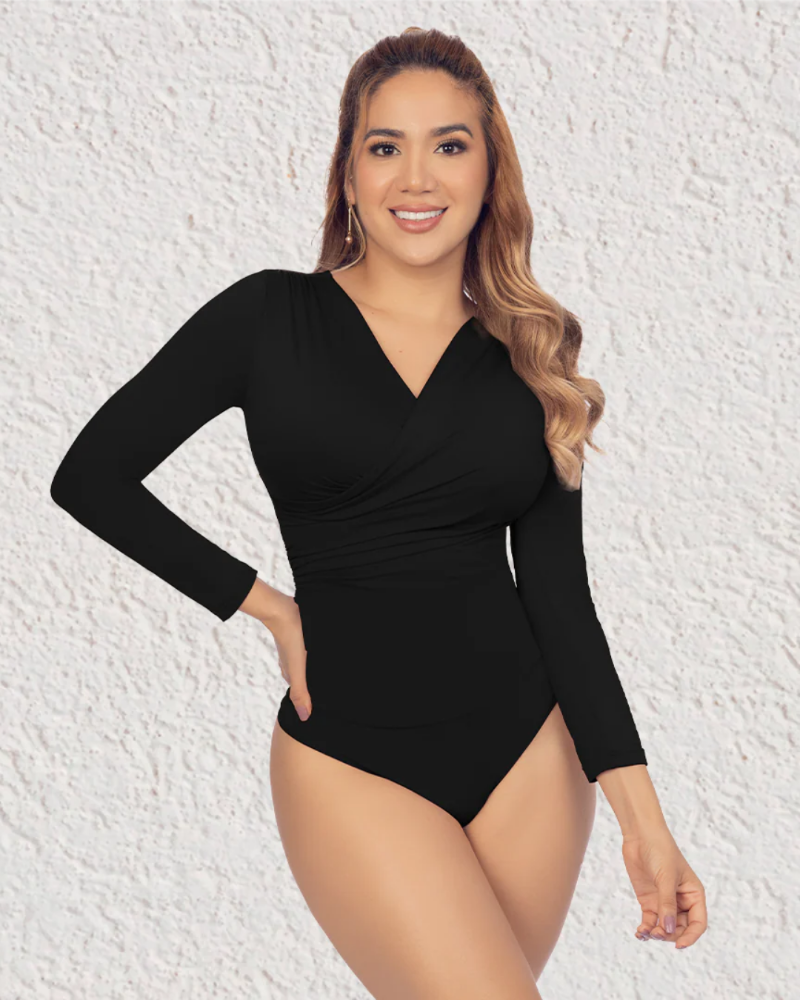 BC7014 - Body control cruzado manga larga - Negro