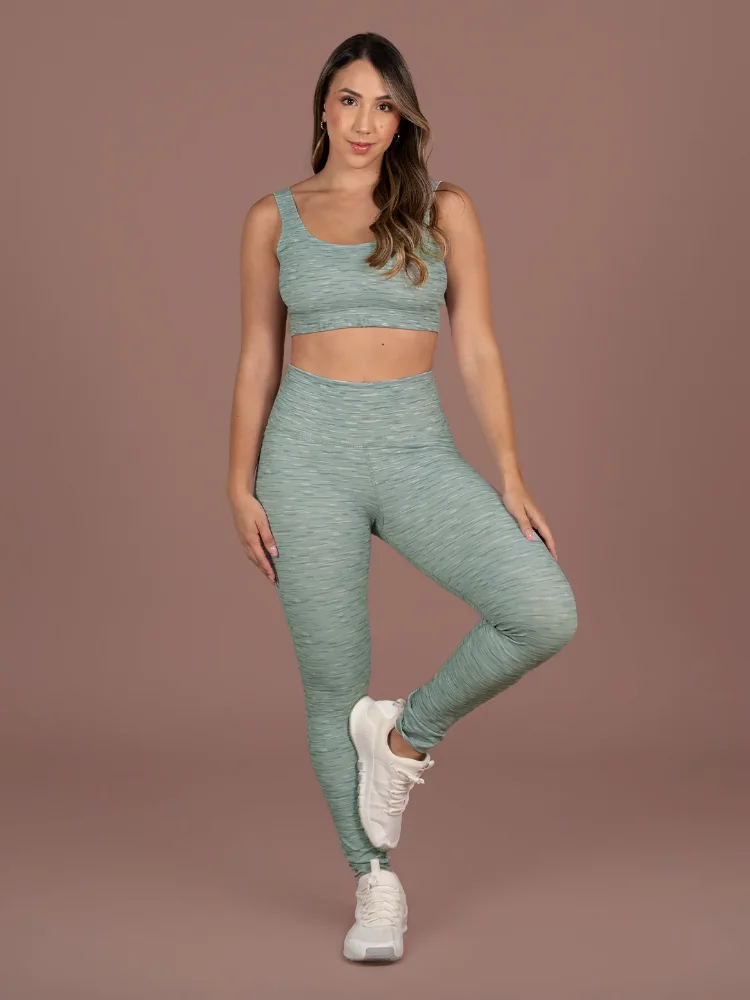 GF2046 - Set Legging verde estampado