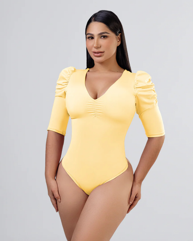 BC7047 - Body control manga farol escote V mantequilla