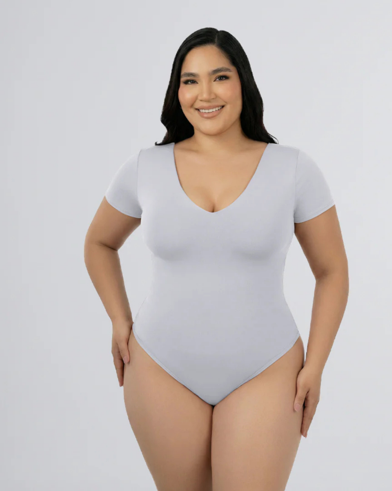 BC8002 - Body control básico manga corta cuello V gris
