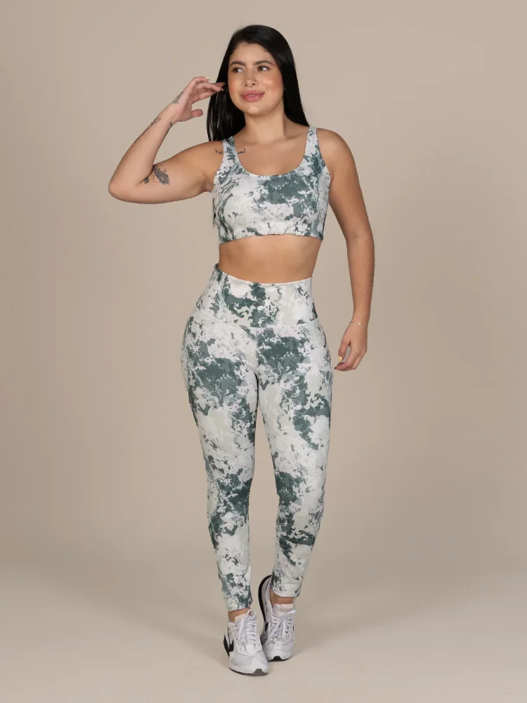 GF2052	- Set Legging verde/blanco estampado