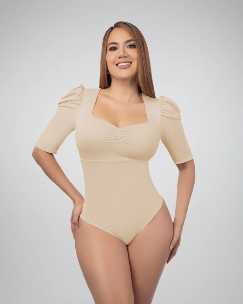 BC7055 - Body control manga 3/4 escote corazón beige