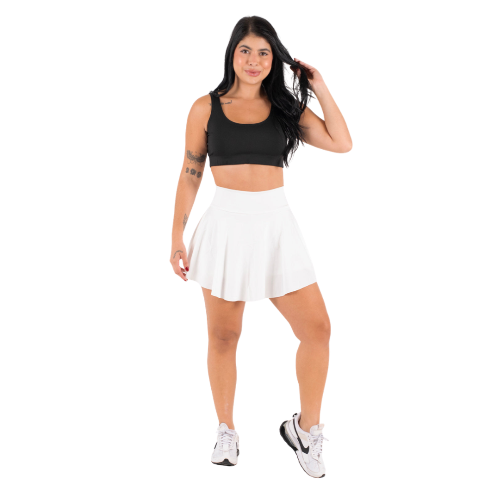 GF6007 - Set Falda Short - Blanca / Top Negro