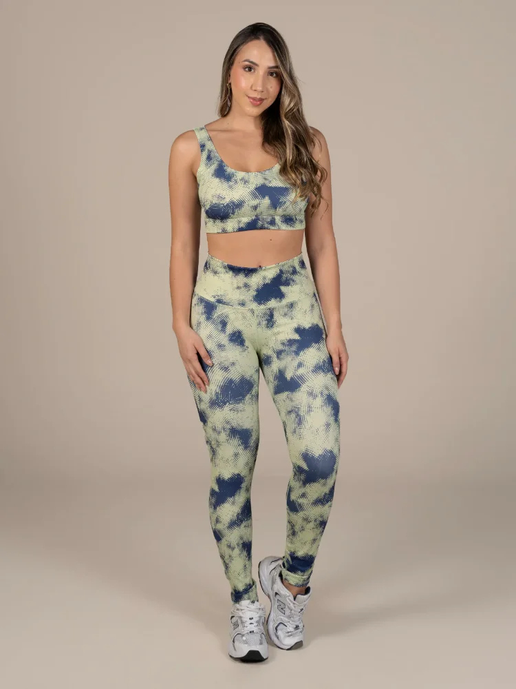 GF2056 - Set Legging verde/azul estampado