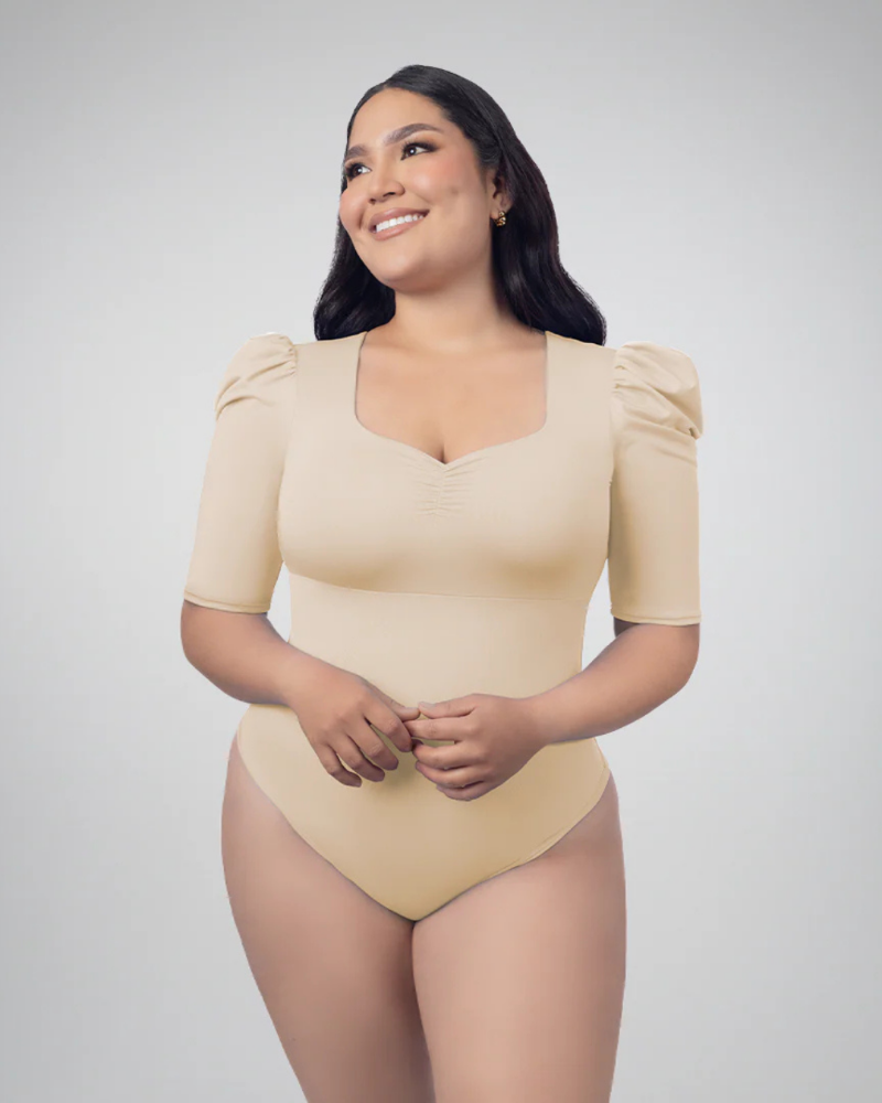 BC8011 - Body control manga 3/4 escote corazón beige