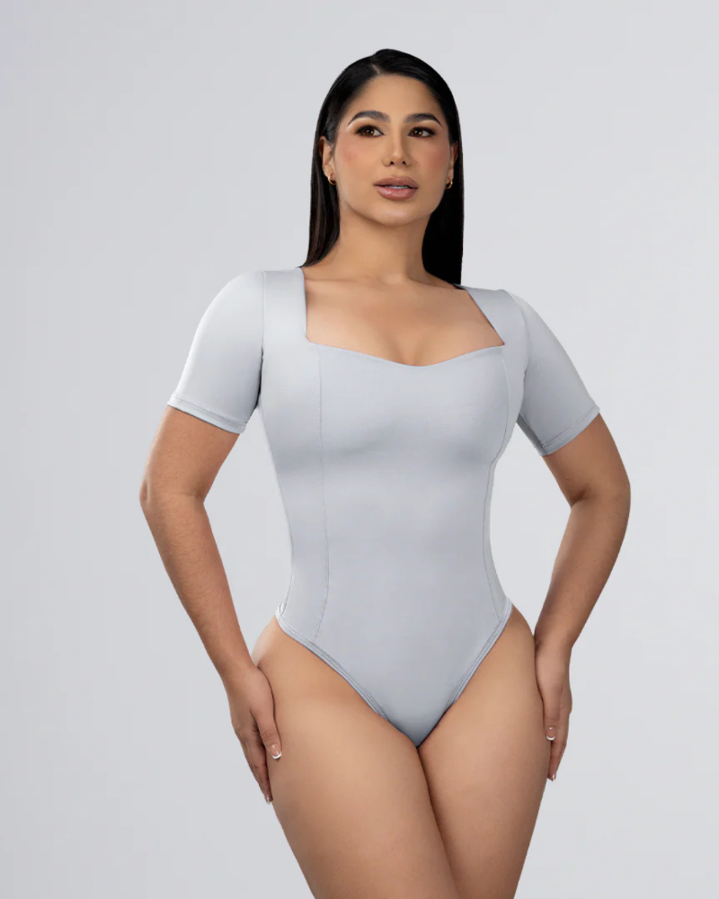 BC7041 - Body control básico manga corta estilo corset gris