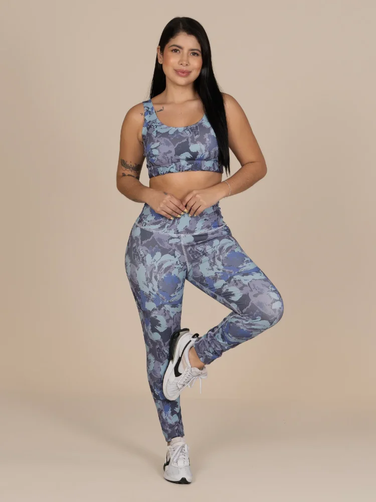 GF2041 - Set Legging azul/celeste/gris estampado