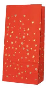 BOLSITA DE PAPEL ROJA CON ESTRELLITAS DORADAS
