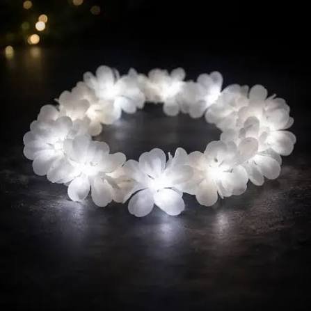 COLLAR HAWAIANO GRANDE LUMINOSO BLANCO