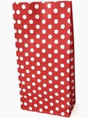 BOLSITA DE PAPEL ROJA CON LUNARES BLANCOS X10