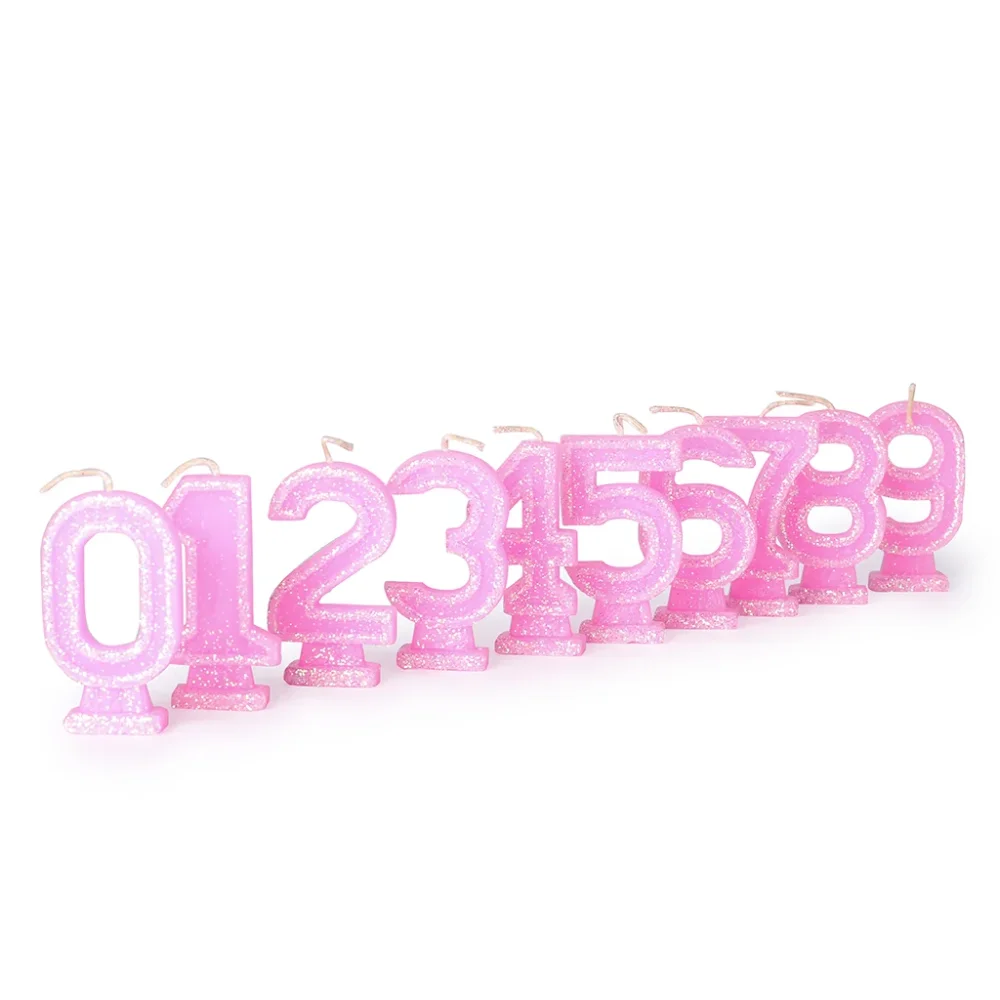 VELAS NUMEROTE CON BRILLO X1 ROSA