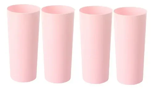 VASO TRAGO LARGO ROSA PASTEL X10U